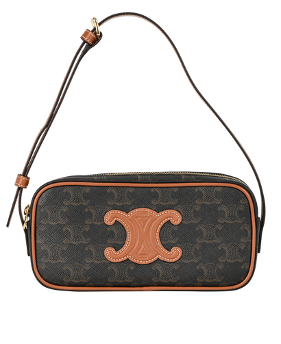 Triomphe Mini Camera Bag, &pound;695, Handbags, Brown, Canvas, Front view